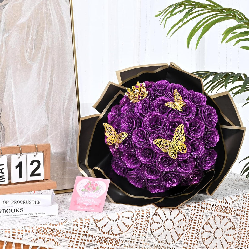 💕Glittering Everlasting Rose Bouquet – Gift for Anniversaries & Milestones