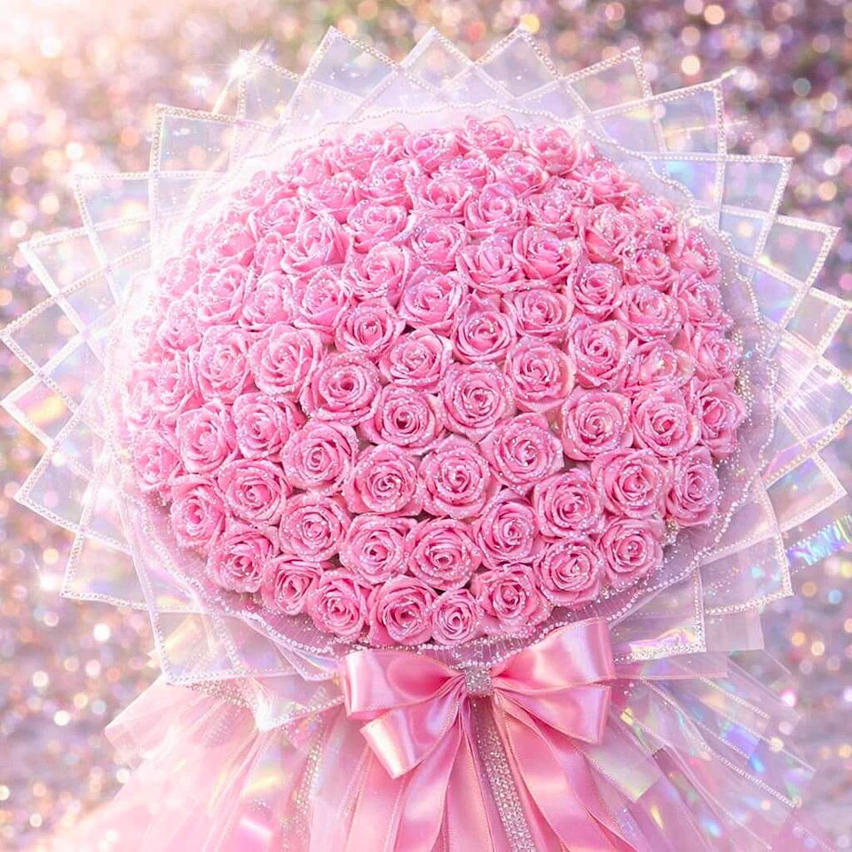 Pink_Glitter_Rose_Bouquet Valentine's Day Gift