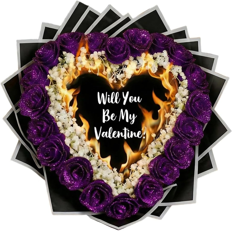 Purple Burn Away Glitter Roses Bouquet