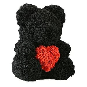 Luxury Rose Bear With Heart - Madeofrose 15-40cm-Black-Red