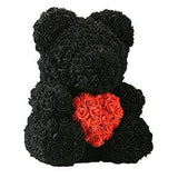 Luxury Rose Bear With Heart - Madeofrose 15-40cm-Black-Red