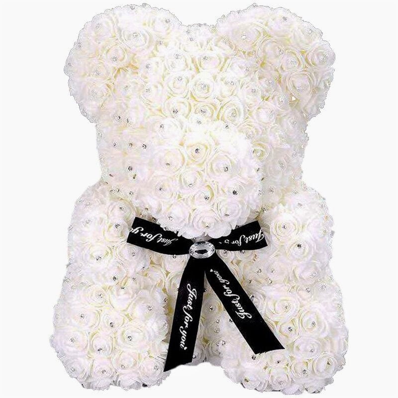 Diamond Exclusive Rose Bear -  White-10-Inch-25-Cm