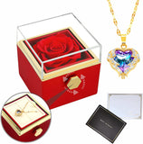 Eternal Rose Jewelry Box With Necklace -  Red