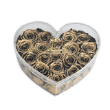 Madeofrose Luxury Golden Roses In Heart Acrylic Box