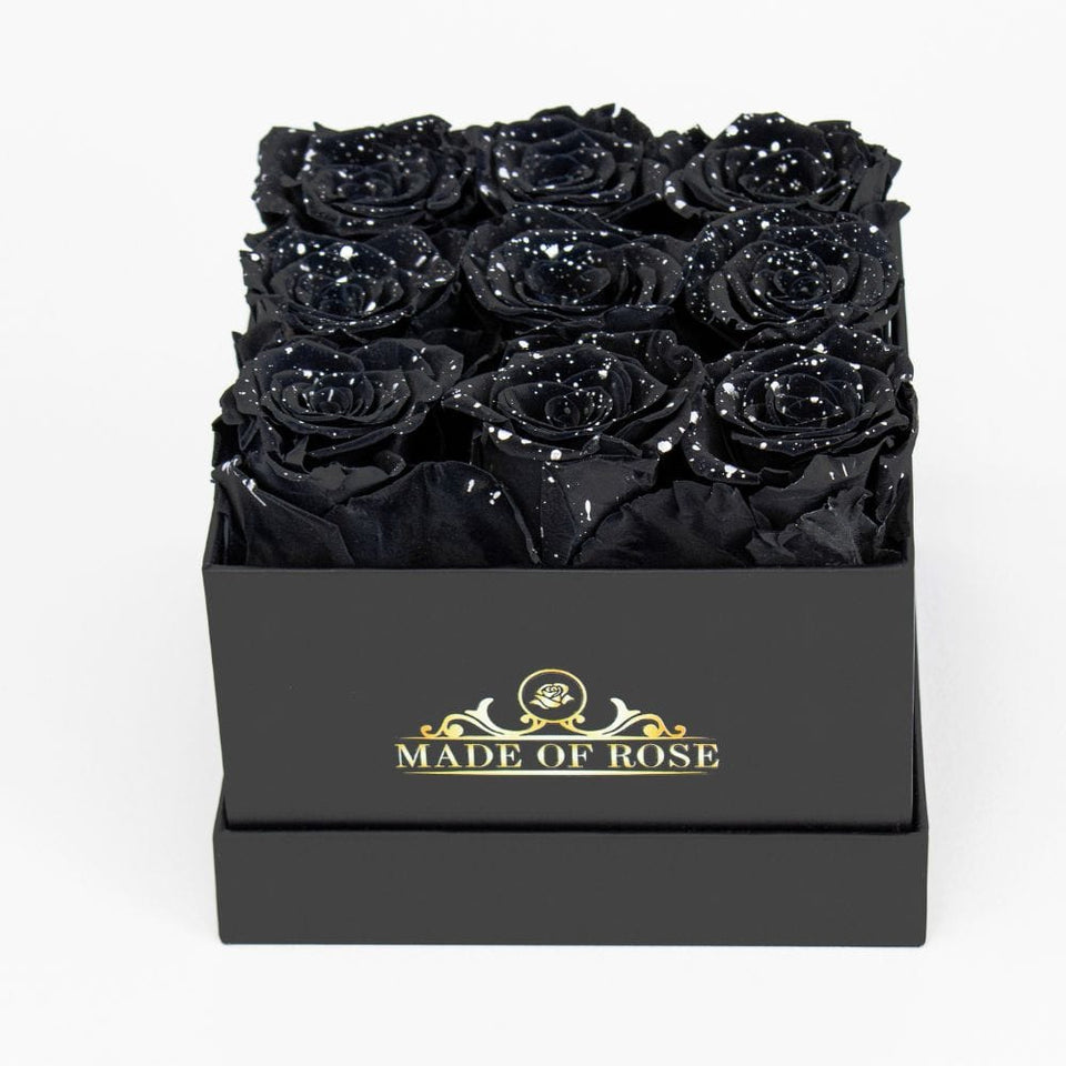 Luxury Black Sparkling Roses In Box - Madeofrose