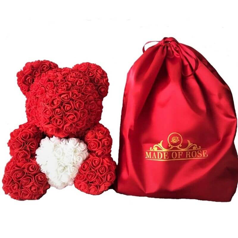 Rose Bear With Exclusive Bag⭐ - Madeofrose Red-White-With-MADEOFROSE-Bag