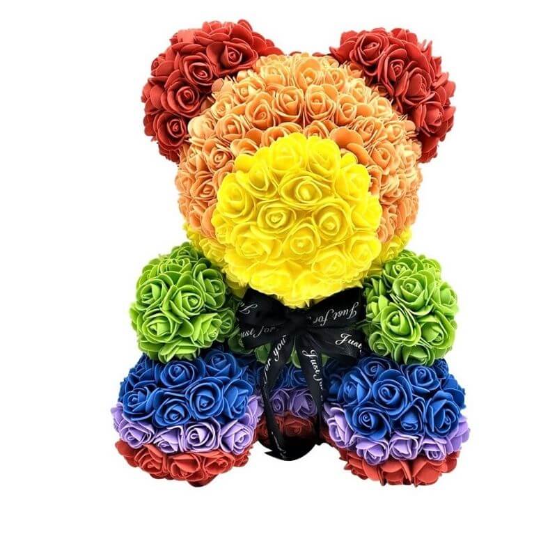 Exclusive Rainbow Rose Bear -   Red Blue Green Yellow Orange Red