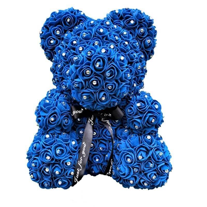 Diamond Exclusive Rose Bear -  Royal-Blue-10-Inch-25-Cm