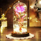 Mother's LED Galaxy Rose In Glass -  Pink-LoveMom
