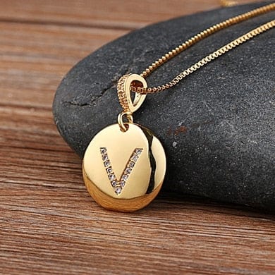Custom Letter Necklace Pendant -  V