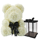 Luxury Rose Bear With Gift Box -  White-16-40cm